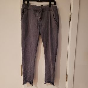 Venti6 gray fringe hem solid crinkle joggers/nwot/size large